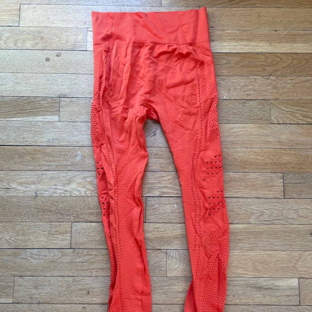 Orange gymshark laser cut seamless leggings